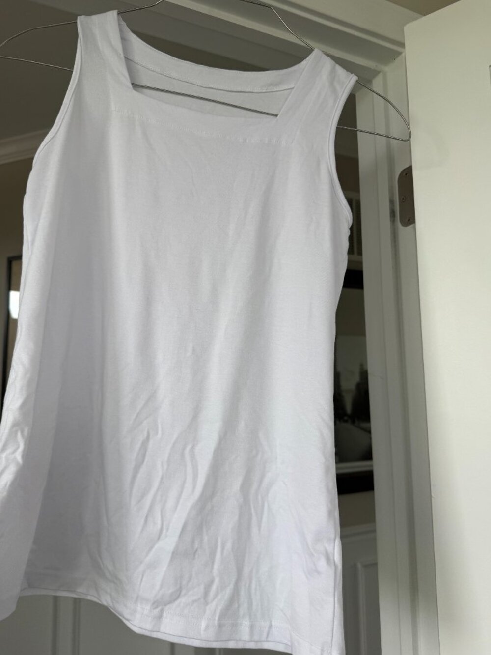 White Square-Neck Tank - Small